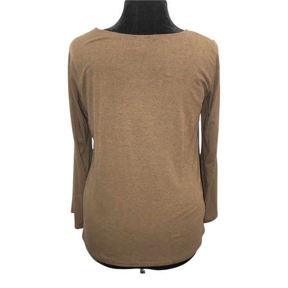 CATHERINE BACON Womens Size Medium Brown Bell Sleeve Jersey Stretch Comfort Top - Picture 5 of 9